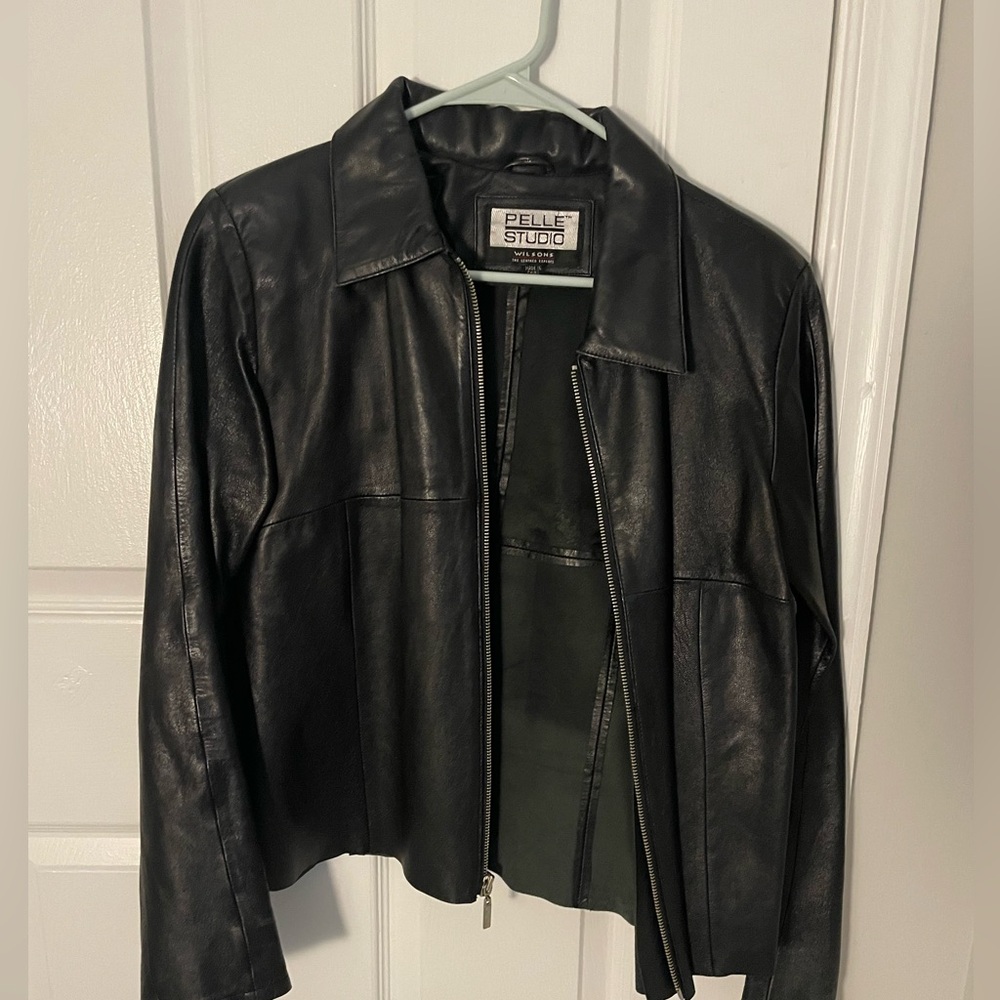 Black leather jacket (zip up)